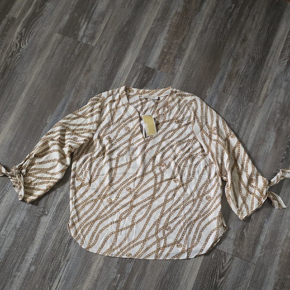 MICHAEL Michael Kors Beige and Brown Patterned Blouse